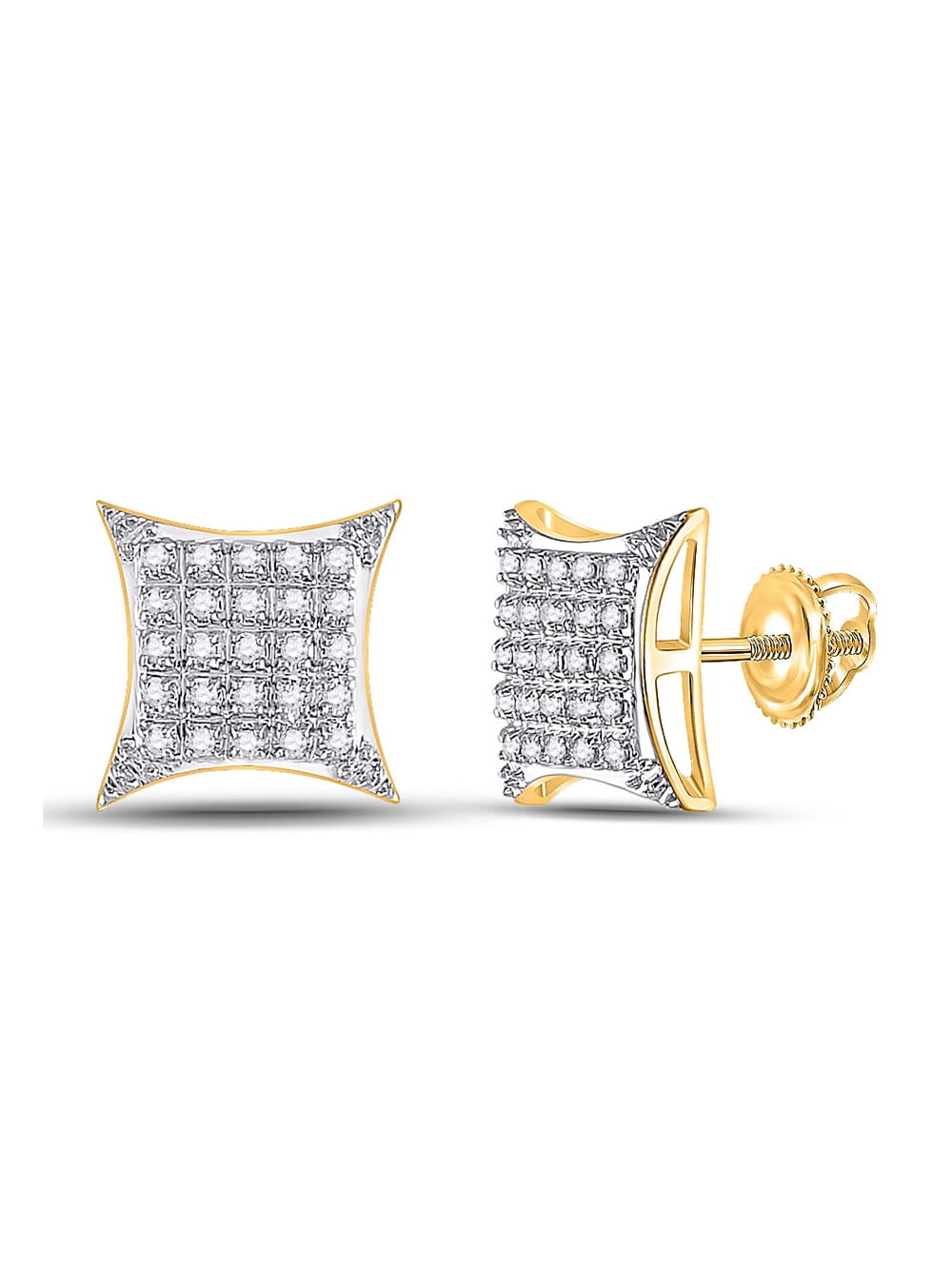 Screw-Back Bezel Set 1/6cttw, Good, SI1-SI2 Diamond Wish 10k Gold Round Diamond Stud Earrings 