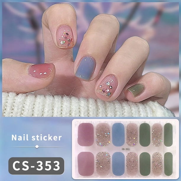 Pegatinas de uñas de Gel DIY, tiras de uñas de Color sólido de larga duración, parche deslizante, calcomanía de cubierta completa, parche de manicura