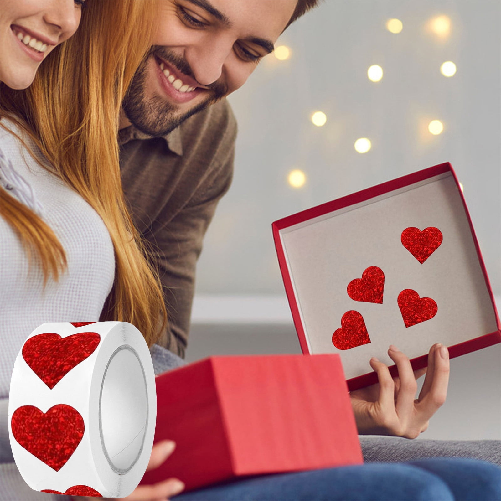 Valentines Day Stickers 500 Pcs 1 Inch Red Heart Stickers Bulk Roll for Crafts, Gift Wrapping, Scrapbooking, Party Decor