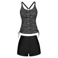 thumbnail image 4 of DHFJKG Tankini Swimsuit For Women Tummy Control Two Piece Bathing Suit Drawstring Swimwear Striped Tank Top With Shorts Stylish Beachwear, 4 of 5