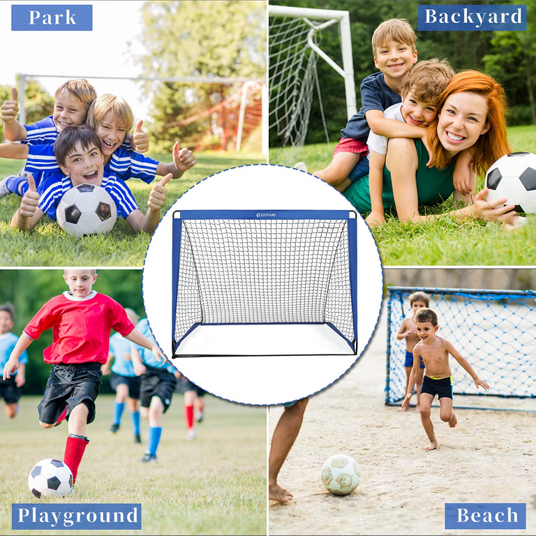 EXTFANS Soccer Goal for Kids, 5' x 4' and 9.5mm Fiberglass Poles Soccer Net  with Carry Bag 