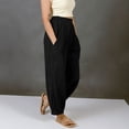 thumbnail image 4 of Amzcrzy Pants for Women with Deep Pockets Trendy Bohemian Summer Vacation Sweatpants Casual Solid Color Drawstring Women'S Pants Comfy Versatile Elastic Waist Harem Pants, 4 of 6