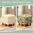 thumbnail image 6 of SCRAWLGOD Vintage Sunflower Leaf Beige Square Ottoman Cover Soft Ottoman Slipcover Thick Stretch Footrest Stool Cover with Elastic Band for Square Storage Ottoman Decor, 6 of 7