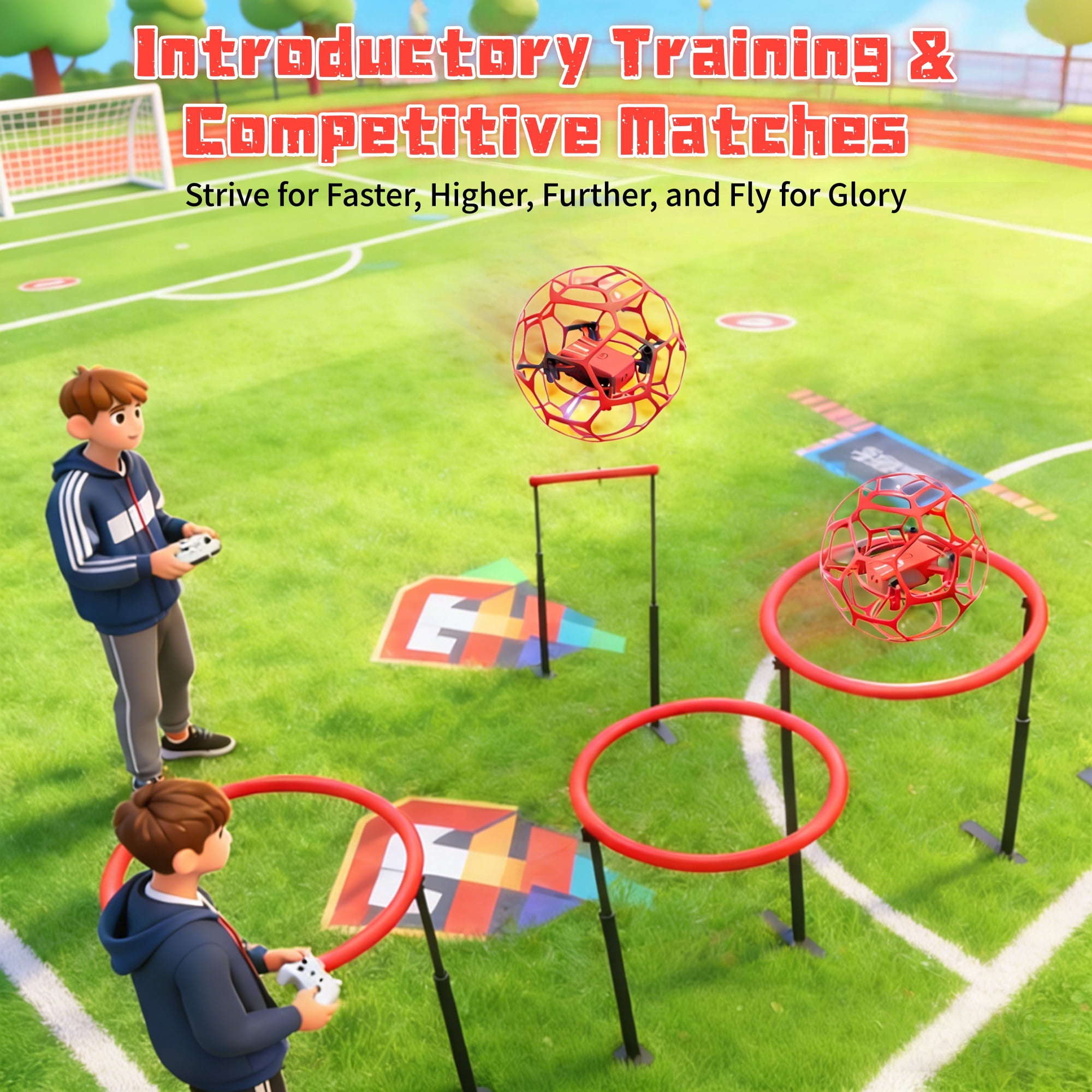 RC Flying Soccer Ball Drone for Kids, Mini Helicopter with Full Protective Net Cage, 360° Flips & LED Lights, One-Key Takeoff, Safe Indoor Outdoor Toy Gift for Boys & Girls.