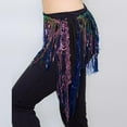 thumbnail image 4 of BLTIBY Womens Belly Dance Skirt Fringe Skirts Sparkly Sequin Hip Scarf Party Carnival Costume Rave Festival Outfit Purple Free Size, 4 of 5