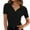 Black, variant on Women's Short Sleeve V Neck T Shirts 2024 Summer Knit Slim Fitted Basic Solid Color Tee Tops