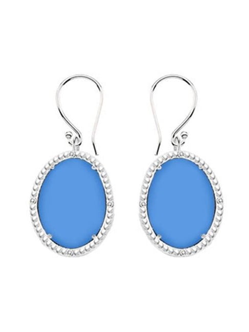 Fine Jewelry Vault UBERBK70384W10DCBU 10K White Gold Blue Chalcedony and Diamond Earrings 30.16 CT TGW by Fine Jewelry Vault