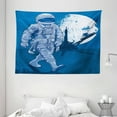 thumbnail image 1 of Astronaut Tapestry, Astronaut Proudly Walks Moon in Backdrop Walk on the Moon Space Adventure, Wall Hanging for Bedroom Living Room Dorm Decor, 80W X 60L Inches, Night Blue White, by Ambesonne, 1 of 2