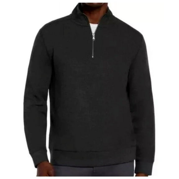 Banana Republic Men's Waffle Quarter Zip Pullover, Black, Size S