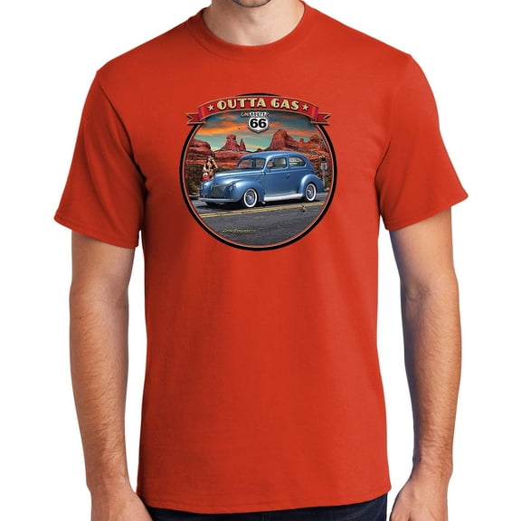 Buy Cool Shirts Outta Gas on Rt Route 66 Cotton T-shirt, Large Orange - Tall