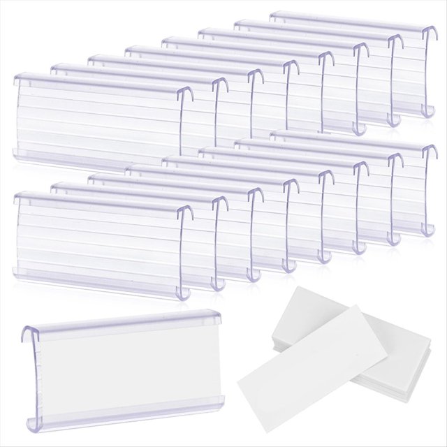 100 Portaetiquetas para Estantes Alambre con 100 Inserciones Papel, Etiquetas para Estantes de Plástico para Portaetiquetas de Alambre Compatibles con Estantes de 1-1/4 Pulgadas