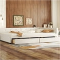 thumbnail image 3 of Full Upholstered Platform Bed Frame with USB Ports and Storage Drawers, Beige Linen Fabric, No Box Spring Needed, 3 of 9