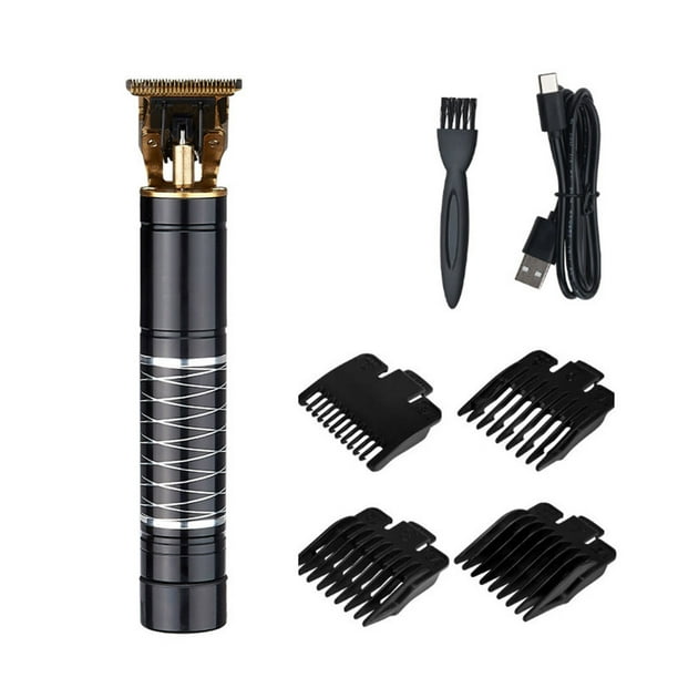 Cortadora de Cabello Retro con Cuchillas de Acero Inoxidable, Carga USB, Ideal para Estilos Clásicos y Modernos, Incluye Peines Guía y Cepillo de Limpieza, Color Negro, Sin Aceite Lubricante Incluido.