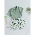 thumbnail image 3 of Suealasg Kid Girls Clothes 18M 2T 3T 4T 5T 6T Little Girls Short Sleeve Lapel Collar Tops + Mini Pleated Skirt Set 2PCS Casual Summer Outfits for Child Girls, 3 of 9