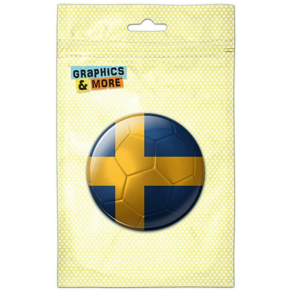Sweden Flag Soccer Ball Futbol Football Pinback Button Pin Badge
