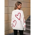 thumbnail image 5 of Women Heart Print Sweaters Long Sleeve Crewneck Oversized Pullover Sweater Cute Love Pattern Knitted Jumper Tops White L, 5 of 9