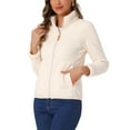 thumbnail image 4 of Chaqueta de forro polar con cremallera completa INSPIRE CHIC para mujer, abrigo de invierno de manga larga y cuello alto, XL, blanco, 4 of 6