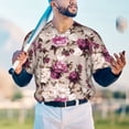 thumbnail image 5 of Rateoe Rose Flowers Pattern Men’s Baseball Short Sleeve Polo Shirt, Midweight Men's Shirt Golf Shirt Polo Shirts Quick Dry Short-4X-Large, 5 of 7
