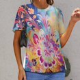thumbnail image 3 of Color Texture Women's T-Shirt Short Sleeve T Shirts Tops Tee Ladies Loose T, 3 of 7