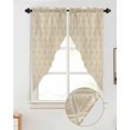 thumbnail image 2 of Swag Curtains, Retro Beige Floral Modern Abstract Geometric Rod Pocket Kitchen Curtains Valances Tier Curtains Swag Valance Curtains for Bedroom Living Room 28" x 36", 2 Panels, 2 of 6