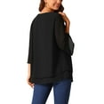 thumbnail image 3 of BLUSA DE CHIFFON PARA MUJER INSPIRE CHIC, CUELLO REDONDO, MANGA 3/4, TÚNICA CASUAL DE DOBLE CAPA TALLA L NEGRO, 3 of 5