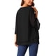 thumbnail image 3 of INSPIRAR CHIC Blusa de gasa para mujer, cuello redondo, manga 3/4, top tunic casual de doble capa, color negro, 3 of 5