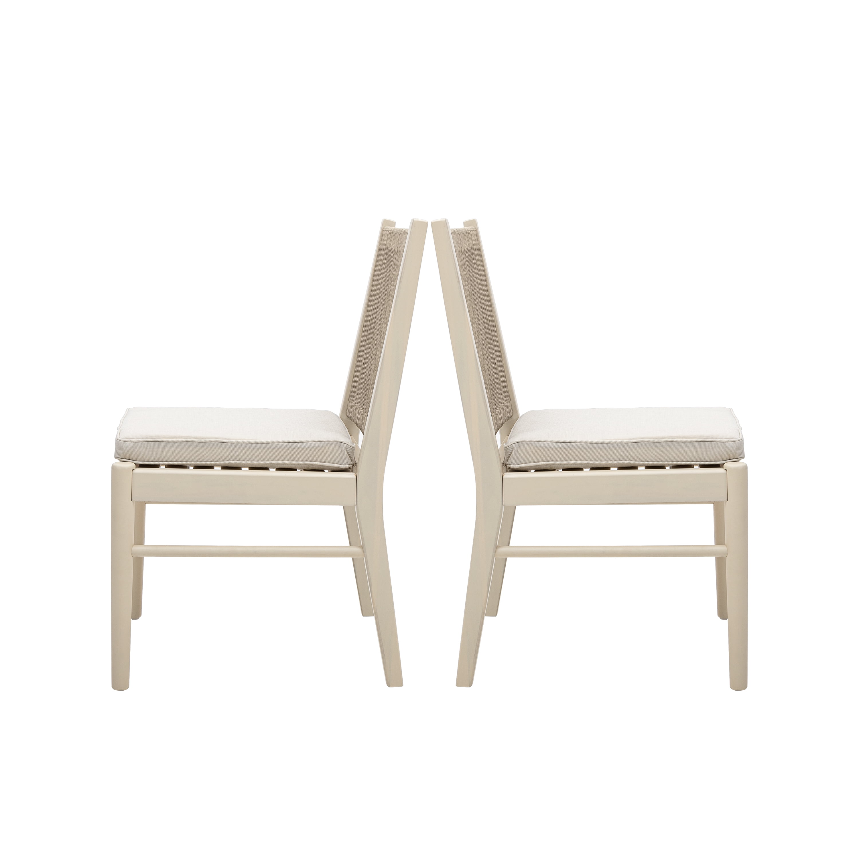 Outdoor Dining Chair Set of 2, Acacia Wood Frame with Round Rope Decoration for Patio Garden, Yellow