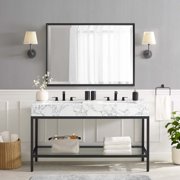Modway Kingsley 60" Black Stainless Steel Bathroom Vanity in Black White