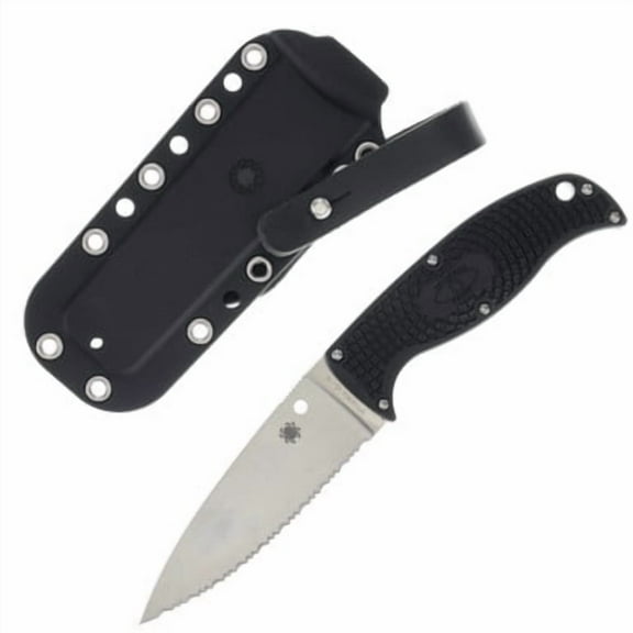 Spyderco FB31SBK2 Enuff 2 3.9" Serrated Blade Black Handle Fixed Knife