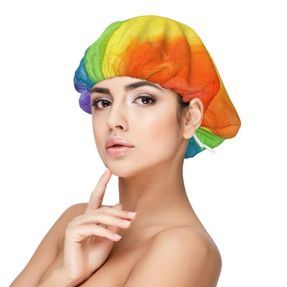 Abstract Striped Rainbow Sleep Cap Satin Bonnet Sleeping Hat Soft Elastic Night Hair Cover For Women