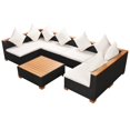 thumbnail image 2 of vidaXL 7 Piece Garden Lounge Set with Cushions Poly Rattan Black, 2 of 5