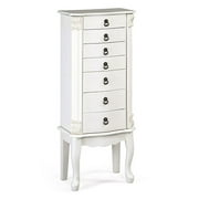 Madison Park White Wash Jewelry Armoire with Pink Lining