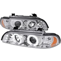 Dual Halo Projector Headlights (Chrome Housing/Clear Lens) Made for and Compatible with 1996-2003 BMW E39 5 Series