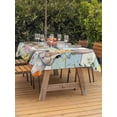 thumbnail image 2 of Outdoor Tablecloth with Umbrella Hole and Zipper, Easter Rectangle Table Cloth 60x102 Inch Waterproof Tablecloth, Spring Farmhouse Bunny Flower Teal Blue Wood Grain Picnic Table Cover for Patio, 2 of 7