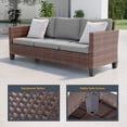 thumbnail image 3 of ACEGOSES 5-Piece Patio Sofa Set Brown Rattan Outdoor Furniture Set Three-Seat Sofa Ottomans Suiting Backyard, Poolside and Patio,Gray, 3 of 7