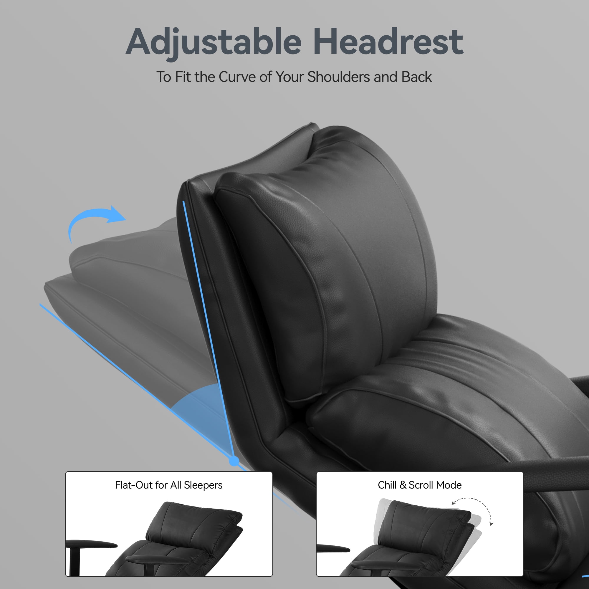 OKUP Executive Reclining Office Chair with Footrest, Microfiber Leather 170° Recline, Black, 420 lbs Support