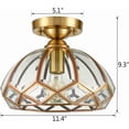 thumbnail image 3 of Gold Semi Flush Mount Ceiling Light Modern Brass Glass Ceiling Light Fixtures, 3 of 6