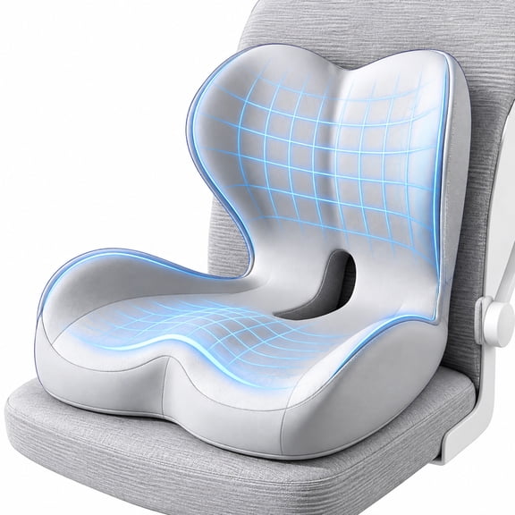 IBTORO Seat Cushion with Lumbar Support, Memory Foam Cushion with Non-Slip Pad for Office, Car, Home and Travel