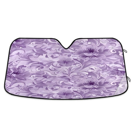 Car Sun Visor 57*31.5inch Windshield Sun Shield Car Sun Curtain Car Sun Shield Car Sun Insulation Suitable For Most Vehicles Purple Flower