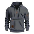 thumbnail image 3 of Quarter Zip Pullover Men 2026 Fall Winter Long Sleeve Lined Hooded Sweatshirt with Pockets Mens Hoodie, 3 of 4