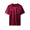 thumbnail image 5 of INSPIRE CHIC Velvet T-Shirt for Men's Classic Short Sleeve Crew Neck Tee Tops Shirts Burgundy XL, 5 of 5