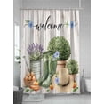 thumbnail image 5 of Farmhouse Shower Curtain, Gardening Potted Plant Kettle Boots Bathroom Decor Curtains Set with Hooks, Green Waterproof Fabric Home Accessories， 72 X 84 Inch Extra Long, 5 of 6
