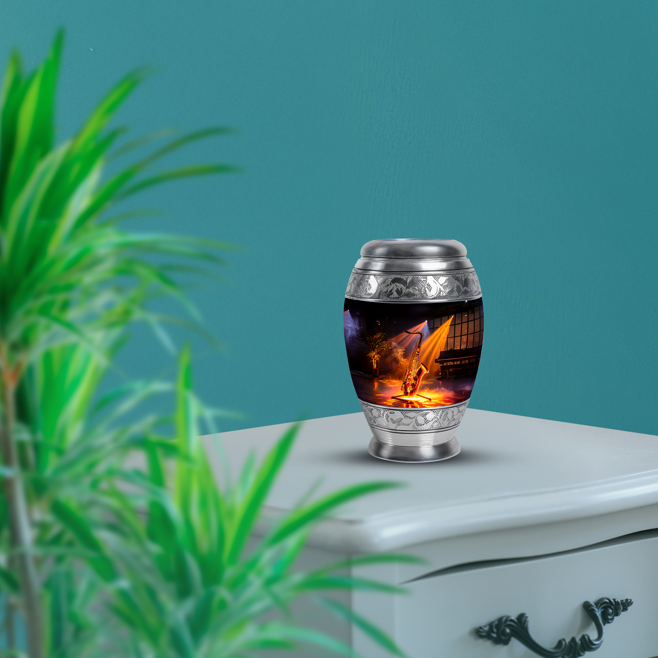 SABURIAL Saxophone Funeral Urn Adult Ash Man & Women - Small Urns For Human Ashes - 3 Inch - Pack Of 1 - Ash Burials For Human Ashes - Keepsake Urns For Adult - Unique Urn