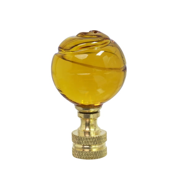 Aspen Creative 24015 Yellow Glass Ball Lamp Finial in Solid Brass Finish, 2" Tall (1 Pack)
