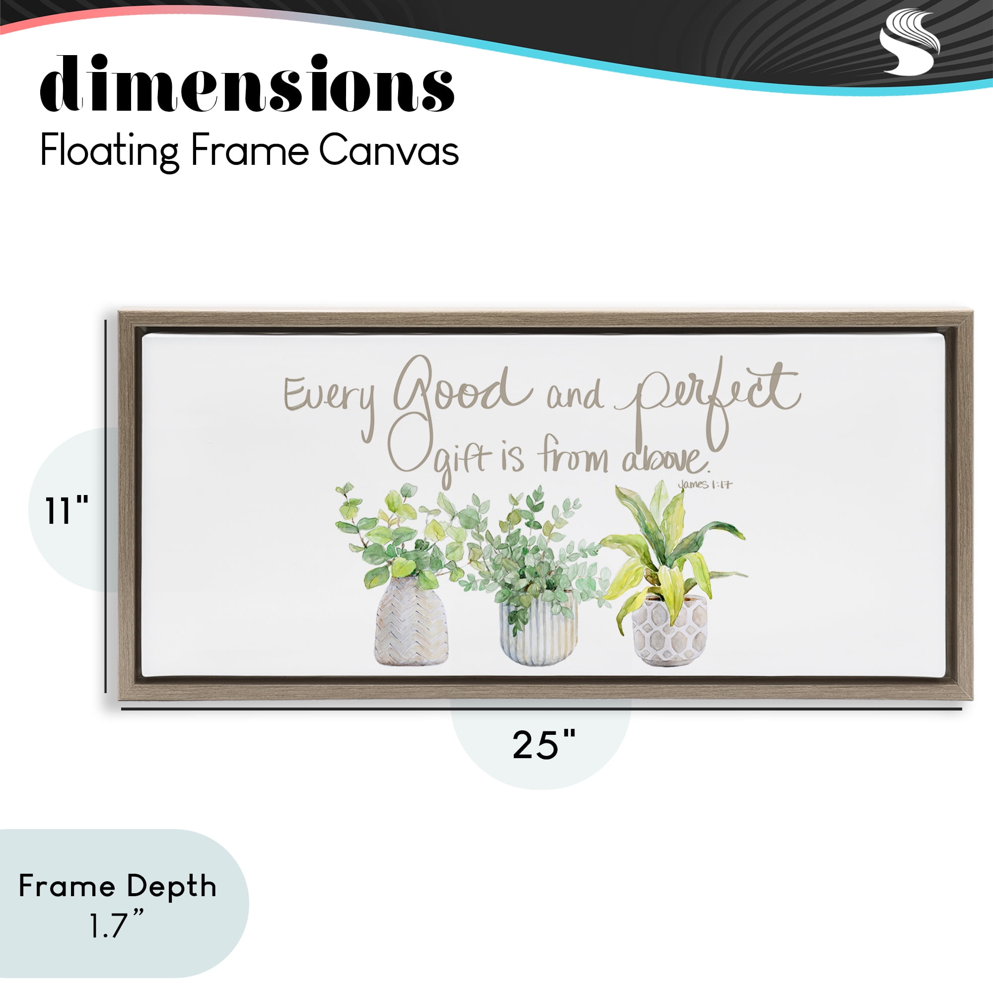 Stupell Industries Every Good & Perfect Gift Brown Framed Floater Canvas Wall Art, design by Lanie Loreth