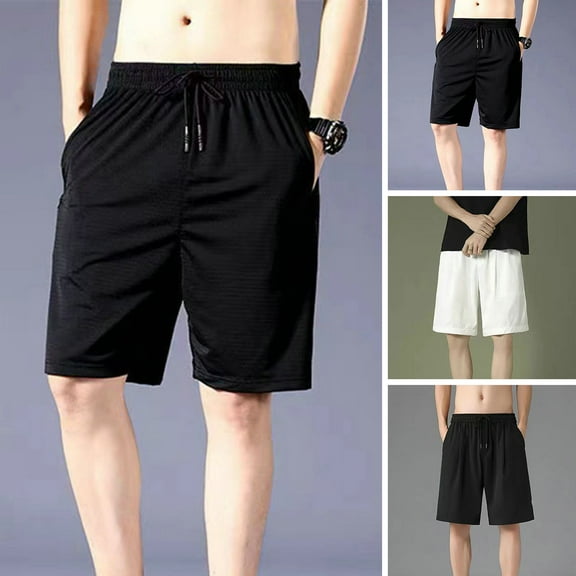 zeranth Men Summer Shorts Quick Dry Breathable Elastic Waist Pocket Drawstring Sports Thin Mesh Cooling Summer Short Pants Male Clothes