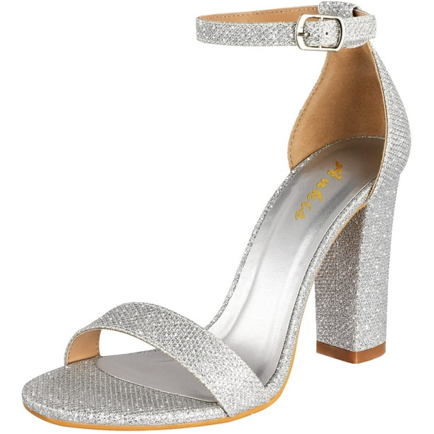 Silver chunky clearance heels for wedding