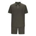 thumbnail image 4 of Awdenio Mens 2 Piece Zip Tracksuit Short Sleeve Print Shirt and Shorts Sets Summer Outfits for Men, 4 of 6
