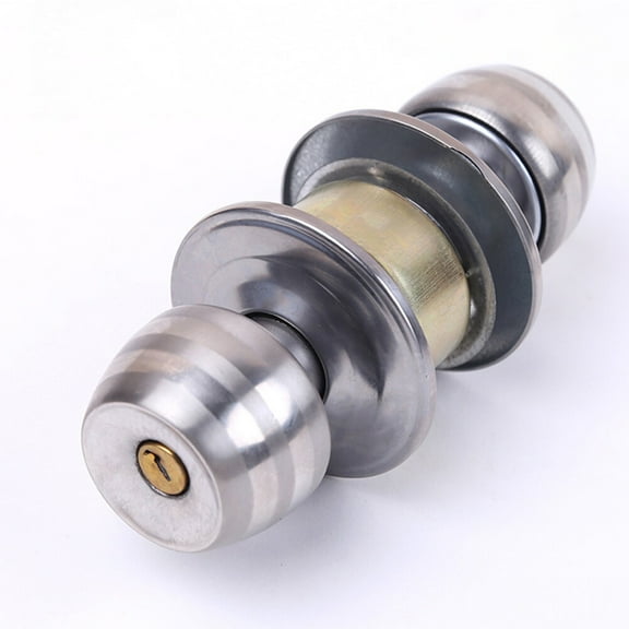 WEUVEB 1Set Silver Stainless Steel Door Knob Lock for Bedroom Bathroom Interior Doors Keyed Entry