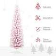 thumbnail image 3 of HOMCOM 6' Snow Flocked Artificial Christmas Tree Slim with Stand, Pink, 3 of 9